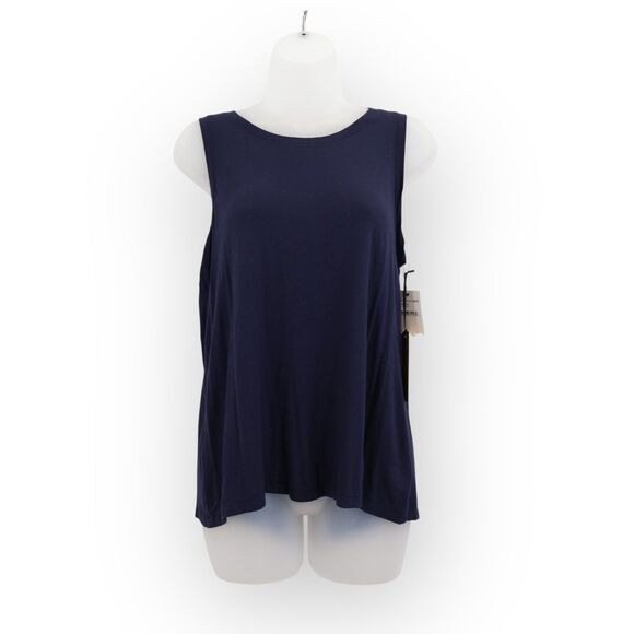 Halogen Navy Blue Keyhole Tank Top Sleeveless Size Small Lightweight NWT - Picture 1 of 8